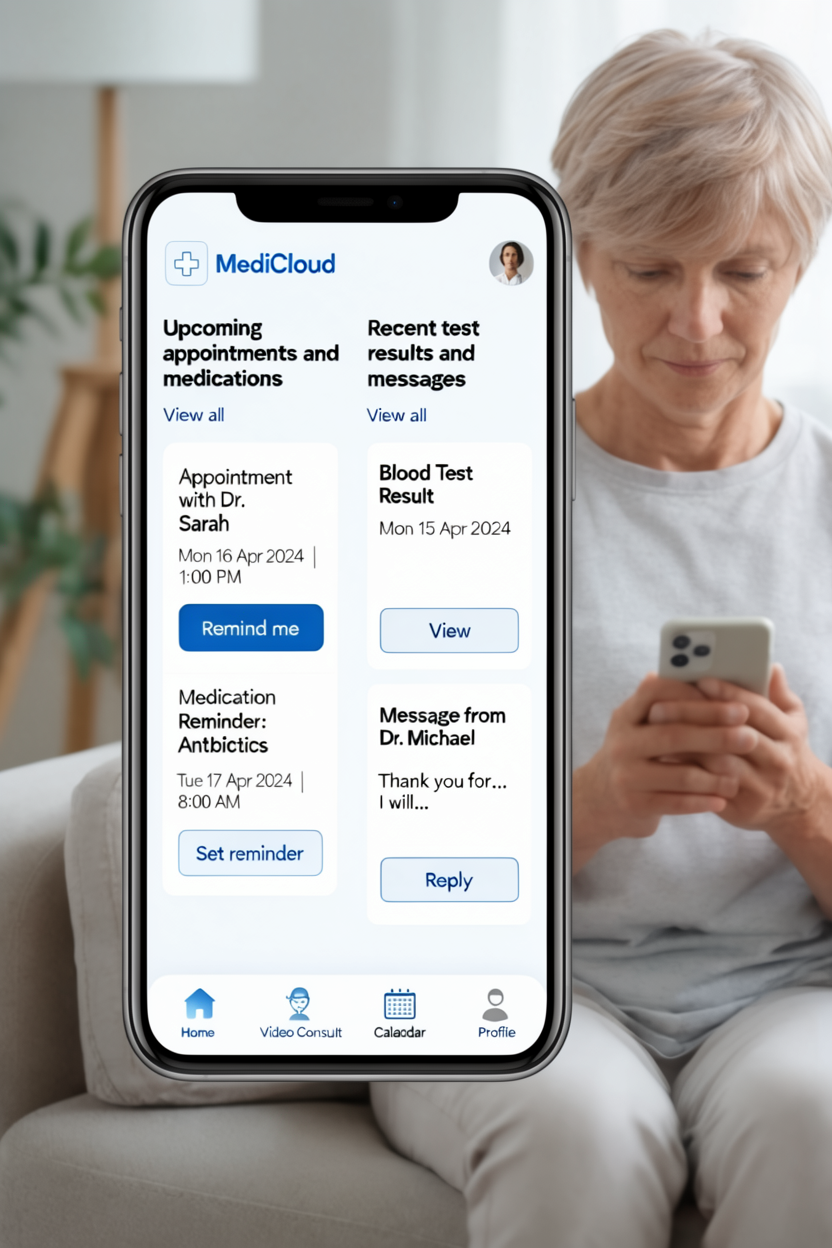 Patient reviewing appointment and test information on a phone