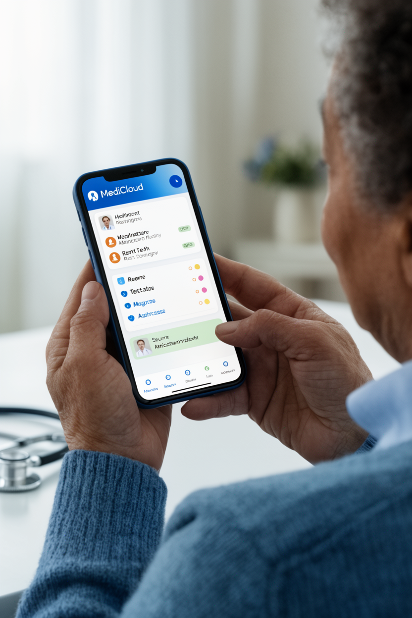 Patient accessing MediCloud on a smartphone